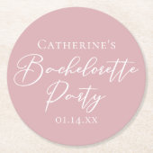 Chic Dusty Rose Pink Bachelorette Party Custom Ronde Kartonnen Onderzetter (Voorkant)