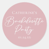 Chic Dusty Rose Pink Bachelorette Party Custom Ronde Sticker (Voorkant)