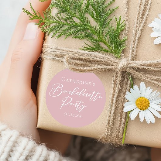 Chic Dusty Rose Pink Bachelorette Party Custom Ronde Sticker