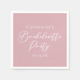 Chic Dusty Rose Pink Bachelorette Party Servet