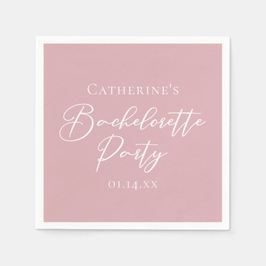Chic Dusty Rose Pink Bachelorette Party Servet (Voorkant)