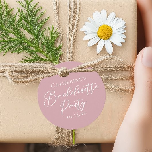 Chic Dusty Rose Pink Custom Bachelorette Party Bedankjes Labels