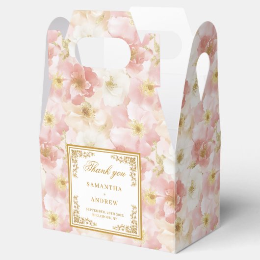 Chic Dusty Roze Goud Waterverf Wedding Favoriet Bo Bedankdoosjes (Geopend)