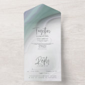 Chic Dusty Sage Lila Agate All In One Uitnodiging (Binnen)