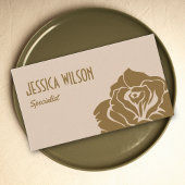 Chic earthy beige pastel gold flower professional visitekaartje