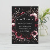 Chic Earthy Bourgondische bruiloft Save The Date (Staand voorkant)
