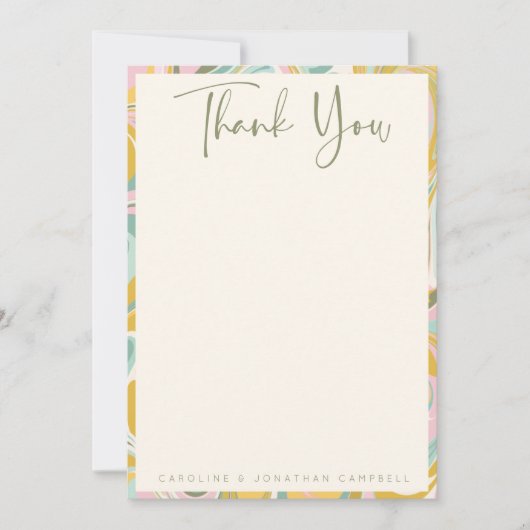 Chic Earthy Pastel Abstract Marble Custom Wedding Bedankkaart (Voorkant)