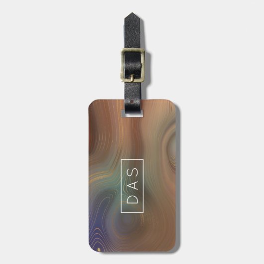 Chic Earthy Strata | Monogram natuurlijk kopersap Bagagelabel (Voorkant verticaal)
