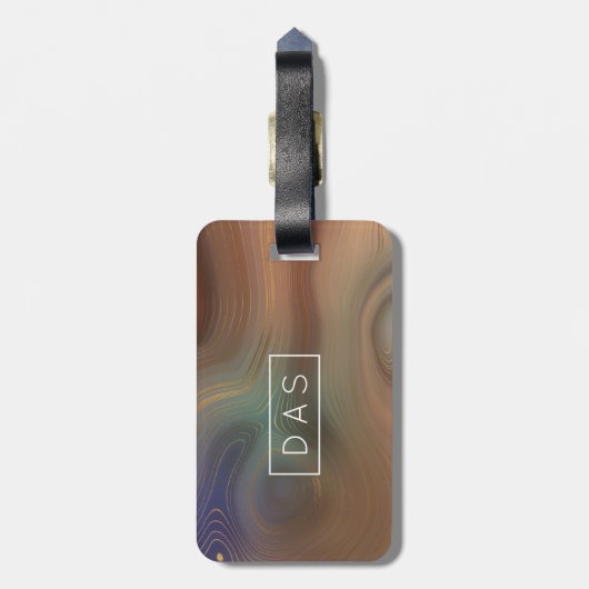 Chic Earthy Strata | Monogram natuurlijk kopersap Bagagelabel (Achterkant verticaal)