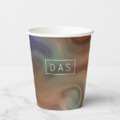 Chic Earthy Strata | Monogram natuurlijk kopersap Papieren Bekers (Achterkant)