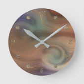 Chic Earthy Strata | Natuurlijke kopersteen — Agat Ronde Klok (Voorkant)