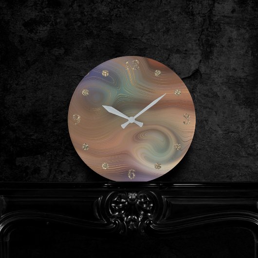 Chic Earthy Strata | Natuurlijke kopersteen — Agat Ronde Klok