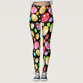 Chic Easter Eggs Patroon Zwart Leggings