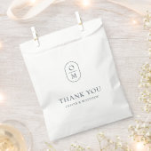 Chic Ebony and Ivory Floral Monogram Wedding Bedankzakje (Geknipt)