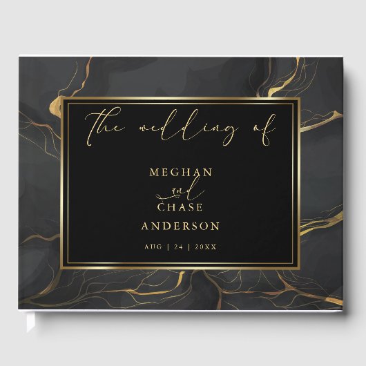 Chic Ebony Black met Gold Diamond Gastenboek (Voorkant)