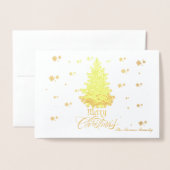 Chic Echt Goud Vrolijk Kerstwensen Custom Photo Folie Kaarten (Voorkant met envelop)