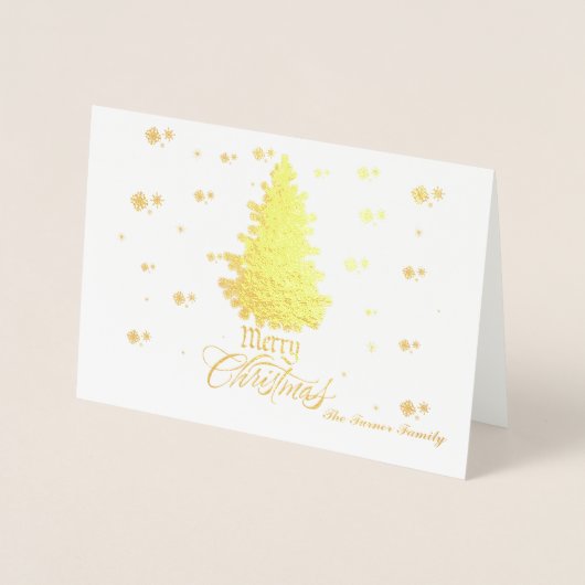 Chic Echt Goud Vrolijk Kerstwensen Custom Photo Folie Kaarten (Voorkant)