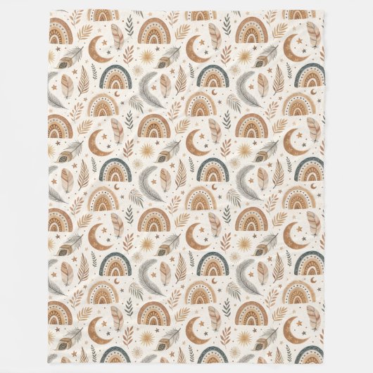 Chic Eclectic Boho Rainbow Unieke Home Accent Fleece Deken (Voorkant)
