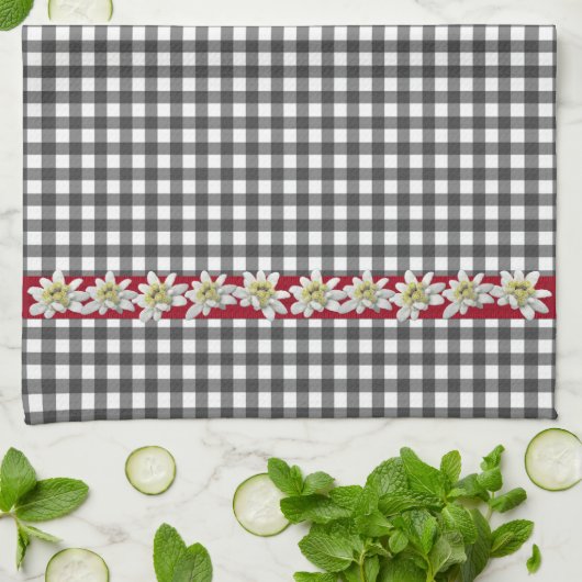 Chic Edelweiss Gingham Kitchen Towel Theedoek (Gevouwen)