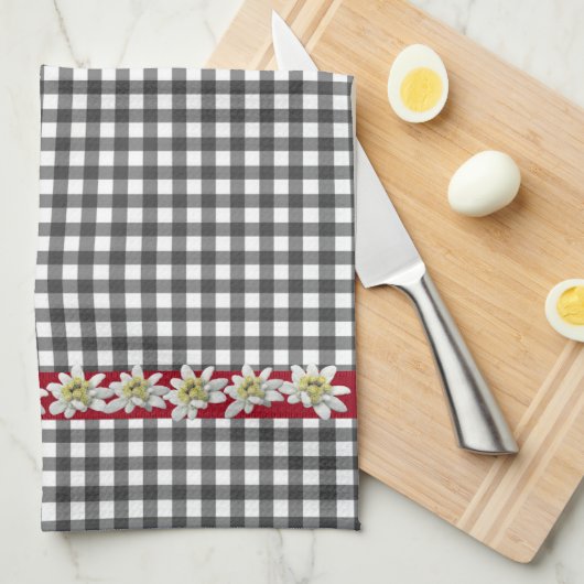 Chic Edelweiss Gingham Kitchen Towel Theedoek (Quarter Fold)