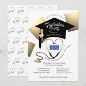 Chic Editable Nurse Graduation Party Kaart (Voorkant / Achterkant)