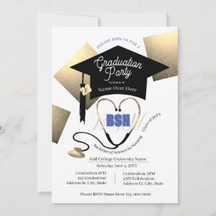 Chic Editable Nurse Graduation Party Kaart