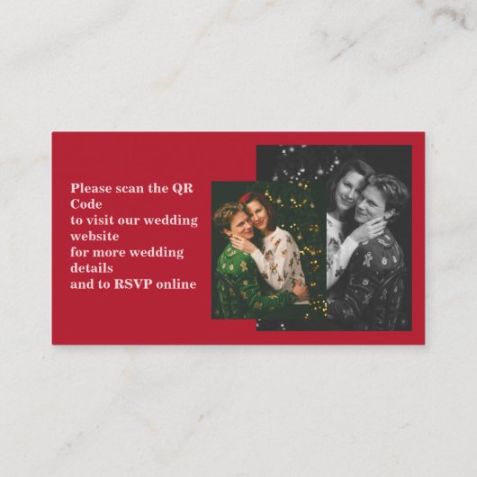 Chic Editorial Deep Red Compact Size Wedding Informatiekaartje (Achterkant)