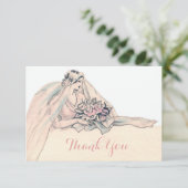 Chic Edwardian Flapper Bride  Dank u Bedankkaart (Staand voorkant)