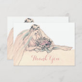 Chic Edwardian Flapper Bride  Dank u Bedankkaart (Voorkant / Achterkant)