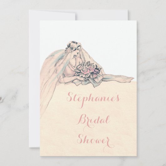 Chic Edwardian Flapper Bride  Vrijgezellenfeest Kaart (Voorkant)