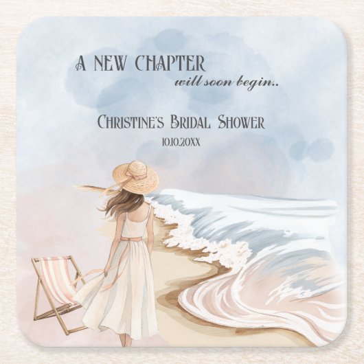Chic 'Een Nieuwe Periode' Bruiloft en Golven Bruid Kartonnen Onderzetters (Voorkant)