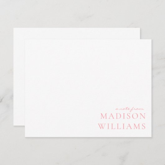 Chic een notitie uit scripttypografie Pink Note Ka Notitiekaartje (Voorkant / Achterkant)