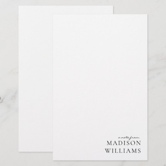 Chic Een Notitie Van Script Typografie Briefpapier (Voorkant / Achterkant)