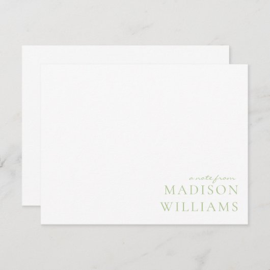 Chic een notitie van scripttypografie Green Note K Notitiekaartje (Voorkant / Achterkant)