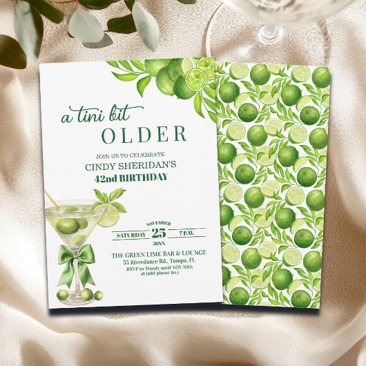 Chic Een Tientje Ouder Lime Martini 42ste Verjaard Kaart