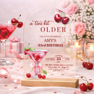 Chic Een Tini Beetje Ouder Kersen Martini 33ste Ve Acryl Uitnodigingen