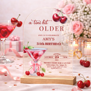 Chic Een Tini Beetje Ouder Kersen Martini 34e Verj Acryl Uitnodigingen