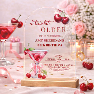 Chic Een Tini Beetje Ouder Kersen Martini 55e Verj Acryl Uitnodigingen