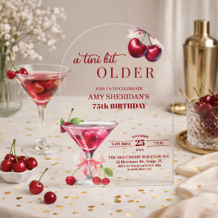 Chic Een Tini Beetje Ouder Kersen Martini 75ste Ve Acryl Uitnodigingen