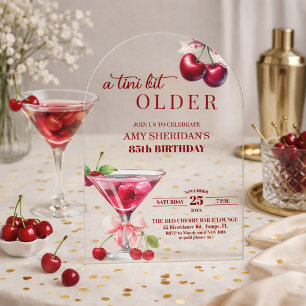 Chic Een Tini Beetje Ouder Kersen Martini 85ste Ve Acryl Uitnodigingen