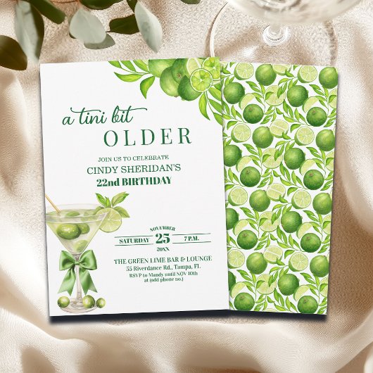 Chic Een Tini Beetje Ouder Lime Martini 22e Verjaa Kaart