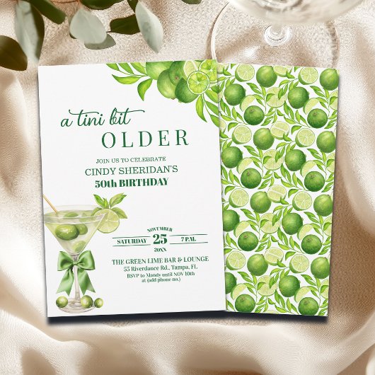 Chic Een Tini Beetje Ouder Lime Martini 50ste Verj Kaart