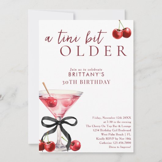 Chic Een Tini Beetje Oudere Cherry Martini 30e Ver Kaart (Voorkant)