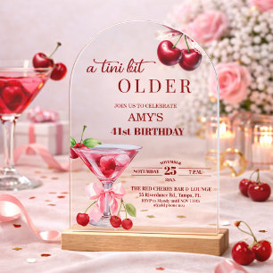 Chic Een Tini Beetje Oudere Kersen Martini 41e Ver Acryl Uitnodigingen