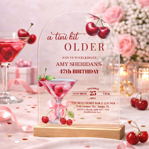 Chic Een Tini Beetje Oudere Kersen Martini 47e Ver Acryl Uitnodigingen