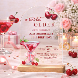 Chic Een Tini Beetje Oudere Kersen Martini 48e Ver Acryl Uitnodigingen