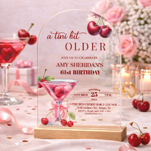 Chic Een Tini Beetje Oudere Kersen Martini 61e Ver Acryl Uitnodigingen