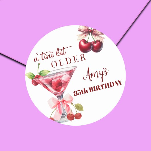 Chic Een Tini Beetje Oudere Kersen Martini 85ste V Ronde Sticker