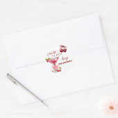Chic Een Tini Beetje Oudere Kersen Martini 85ste V Ronde Sticker (Envelop)