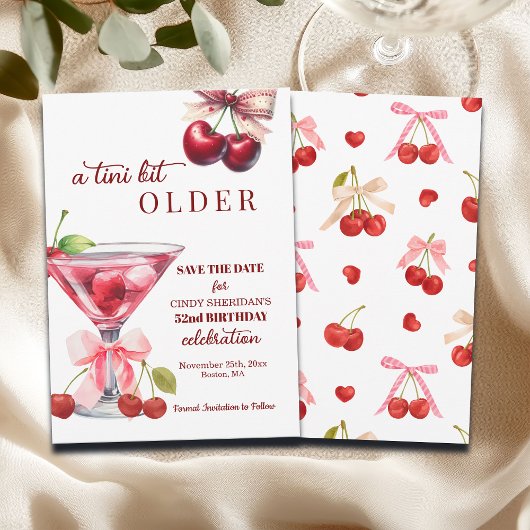 Chic Een Tini Bit Ouder Kersen Martini 52e Verjaar Save The Date